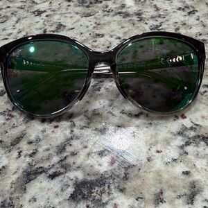 Maui Jim Women's Round Sunglasses — Black Frame with Green Lenses